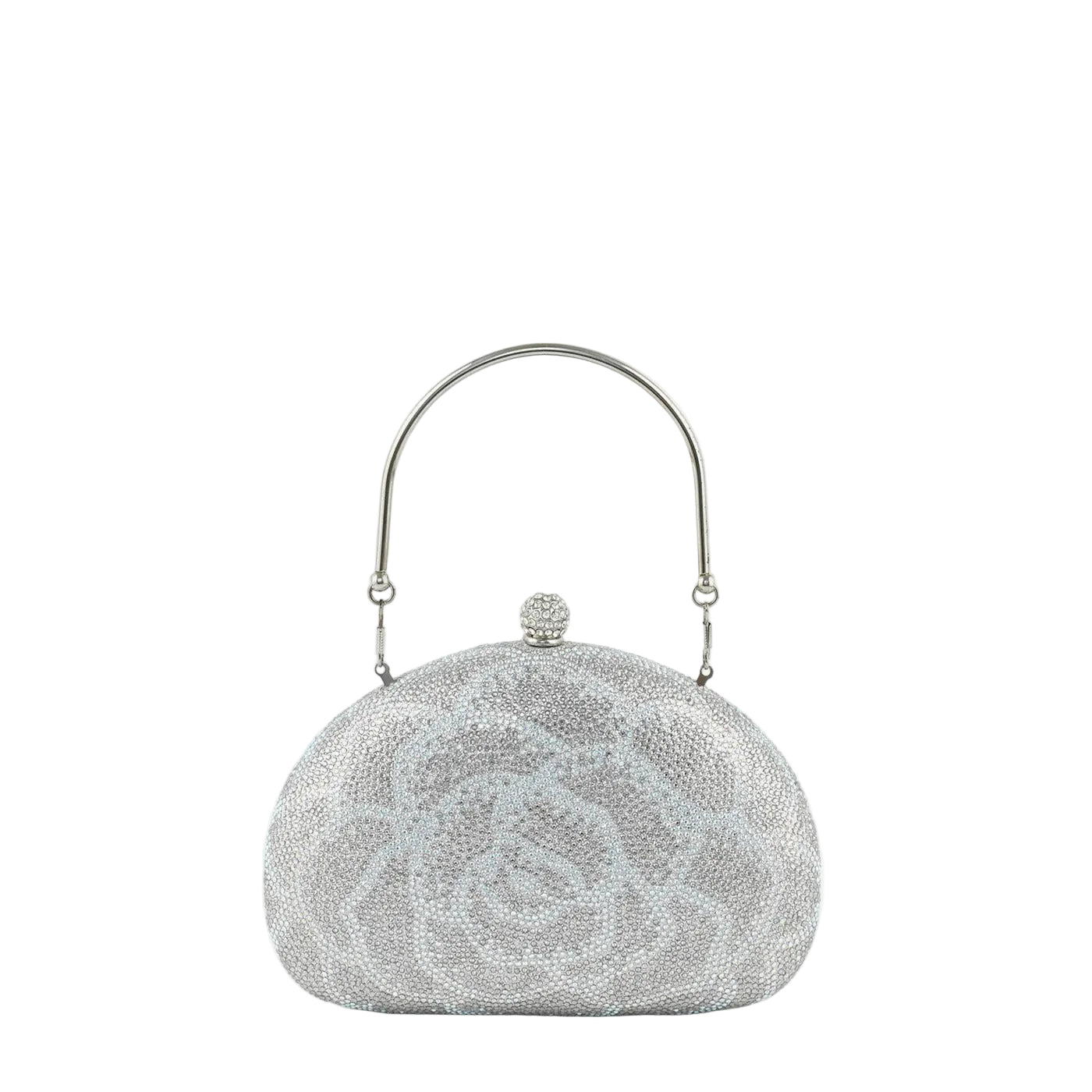 Borsa I-Bag con motivo floreale e cristalli argento