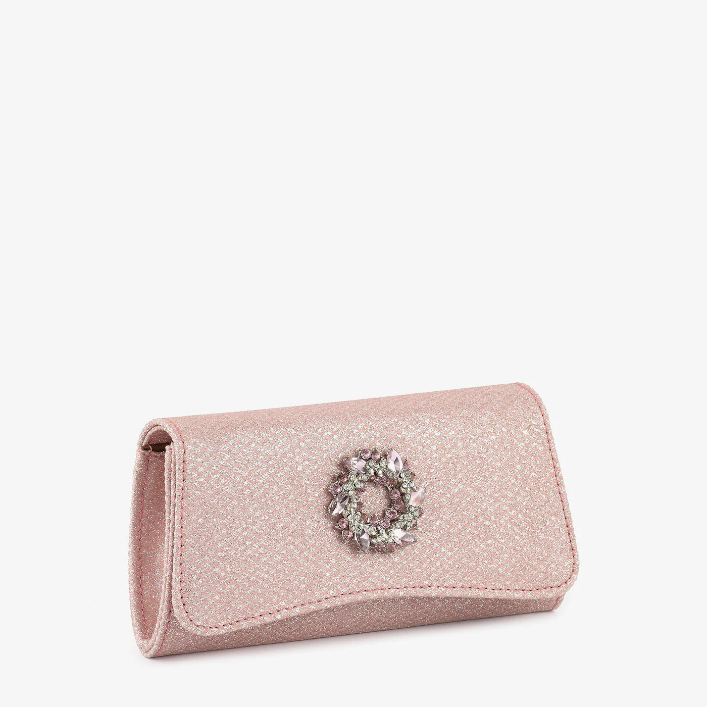 Pochette da sera rosa I-Bag con decorazioni in cristallo