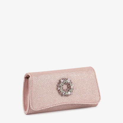 Pochette da sera rosa I-Bag con decorazioni in cristallo