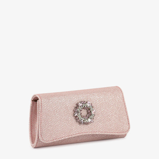 Pochette da sera rosa I-Bag con decorazioni in cristallo