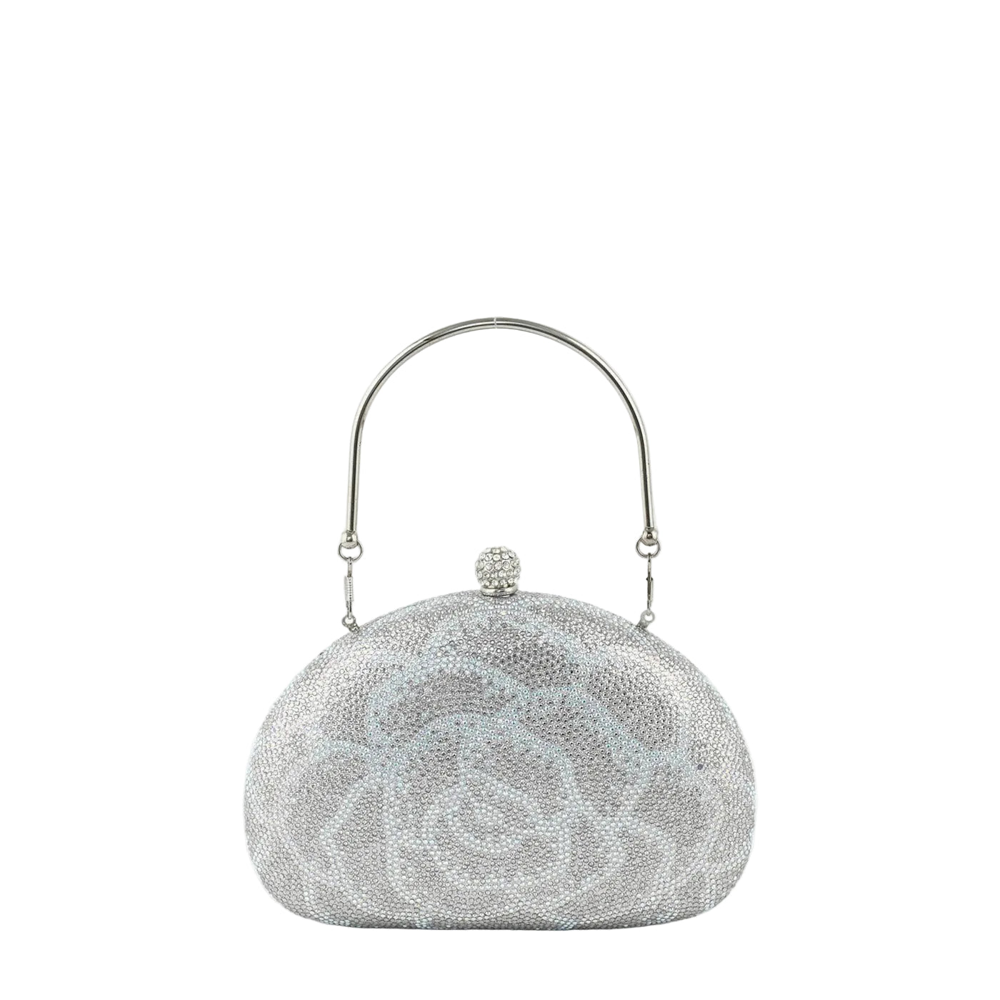 Borsa I-Bag con motivo floreale e cristalli argento