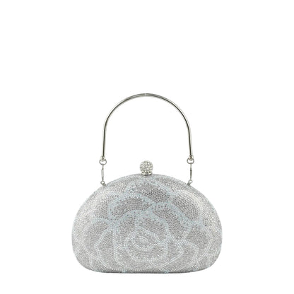 Borsa I-Bag con motivo floreale e cristalli argento