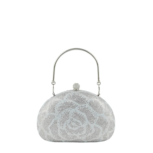 Borsa I-Bag con motivo floreale e cristalli argento