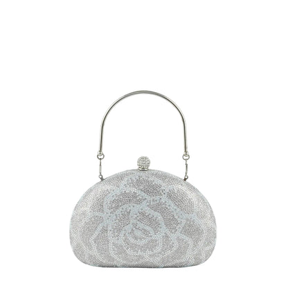 Borsa I-Bag con motivo floreale e cristalli argento